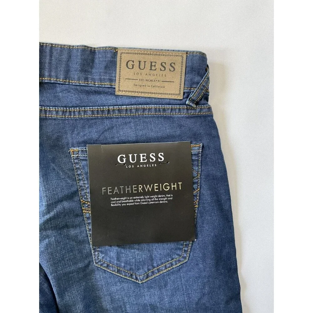 Guess Men's Eco Slim Fit  Short Feather Weight Denim In Blue Size 30